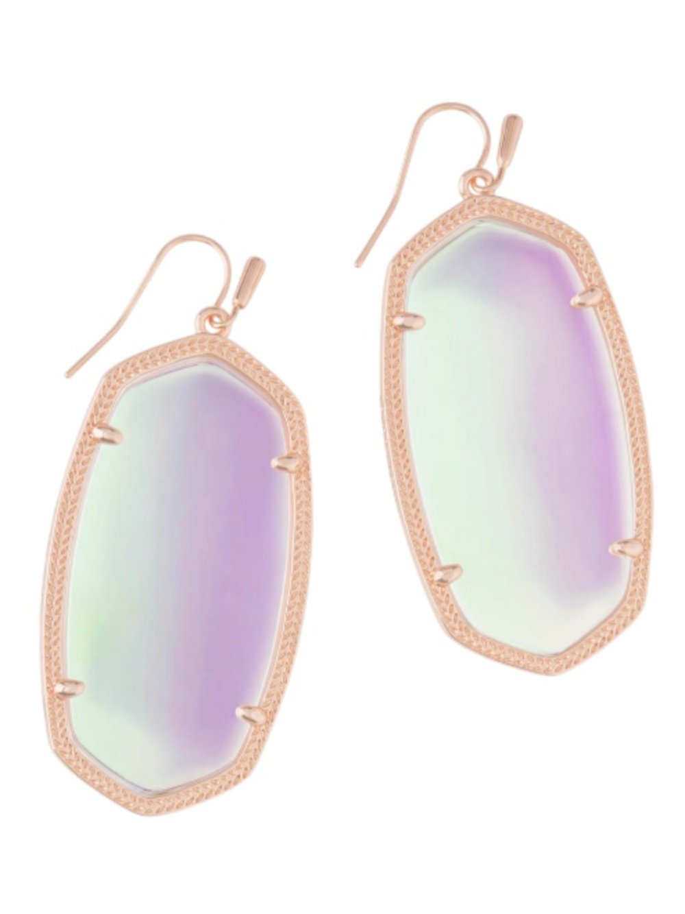 Kendra Scott Danielle Rose Gold Drop Earrings in Dichroic Glass